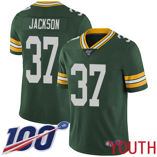 Green Bay Packers Limited Green Youth #37 Jackson Josh Home Jersey Nike NFL 100th Season Vapor Untouchable->youth nfl jersey->Youth Jersey